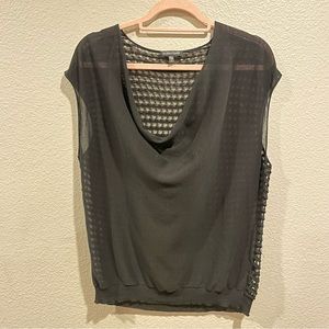 Eileen Fisher drape neckline, back Crochet/mesh  with Black Italian Yarn. Size M